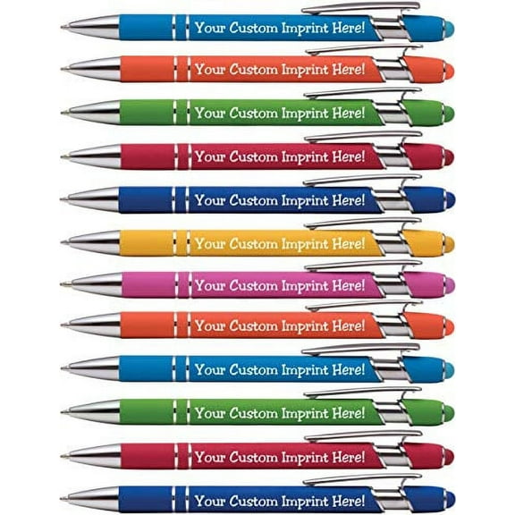 Express Pencils Premium Custom Pens, Fine Point, Assorted Ink Colors, 12 Count