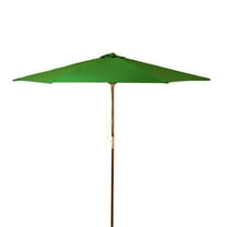 DestinationGear 9 ft Classic Wood Solid Cover Patio Umbrella in Hunter Green Polyester