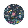 thumbnail image 2 of JSDART 60 inch Round Beach Towel Blanket Pattern Aliens Stars Planets Spaceships Rockets Cosmonauts Toy Heaven Travel Circle Circular Towels Mat Tapestry Beach Throw, 2 of 2