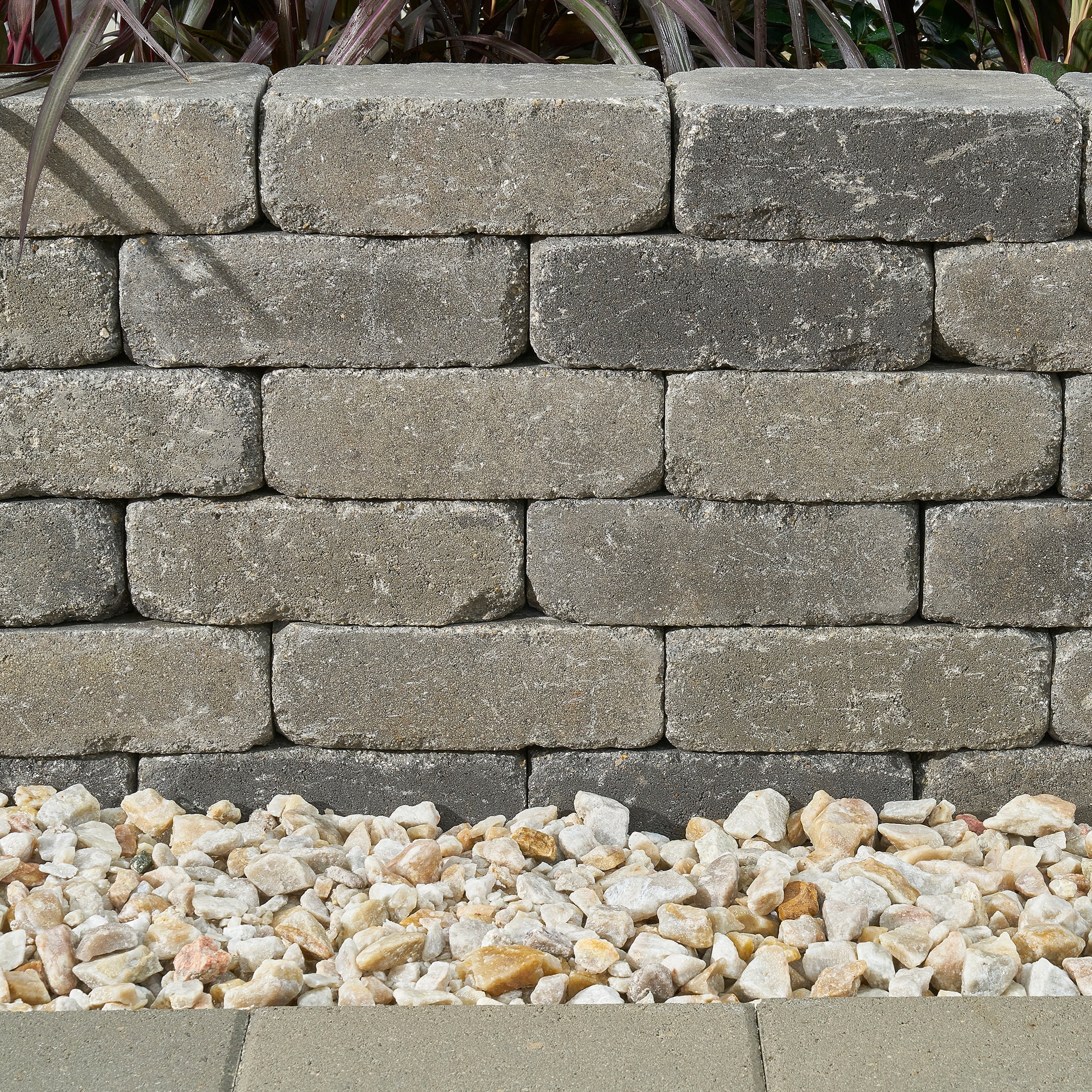 Pavestone 10.5" Rumblestone Large Granite Blend (Charcoal/Grey) Concrete Retaining Wall