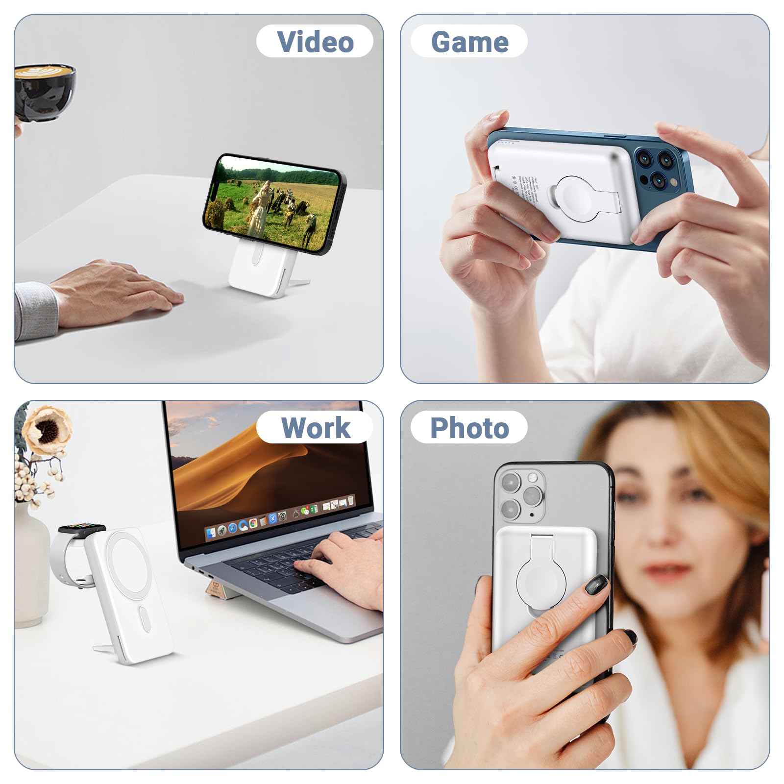 Smtcsl 5000mAh Portable Power Pack Magsafe Charger for iPhone 16/15/14, White