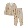 thumbnail image 1 of Kdxio Tortilla Print Womens Pajamas Set Button Down 2 Piece Pjs Long Sleeve Oversized Sleepwear with Pockets-Small, 1 of 7