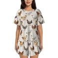 thumbnail image 1 of Balery Various Chicken Conjunto de Pijama para Mujer con Estampado, Dos Piezas de Manga Corta y Shorts, Ropa de Dormir Suave con Cuello Redondo y Bolsillos-X-Large, 1 of 6
