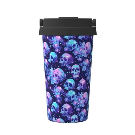 

KLL crystal Skull flower star Pattern Stainless Steel Vacuum Insulated Tumbler - Carry Insulated Coffee Mug - Reusable Insulated Cold Brew Iced Coffee Cup Thermos