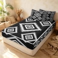 thumbnail image 3 of Erosebridal Traditional Aztec Zipper Full Size Comforter Sets with Fitted Sheet and 2 Pillowcases, Southwestern Stripe Zipper Bedding Set, Black White, Black Reversible, 3 of 7