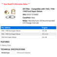 thumbnail image 2 of Oil Filter - Compatible with 1942, 1946 - 1948 Ford Super Deluxe 1947, 2 of 2