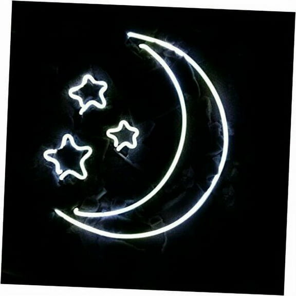 Queen Sense 20" Moon And Stars Neon Sign Acrylic Man Cave Handmade Neon Light 120WMS