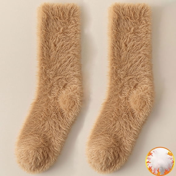 Only Moment Womens Fuzzy Socks Nylon,Spandex Cozy Fluffy Slipper Socks Soft Warm Winter Fleece Plush Sleeping Gift Socks Khaki,A
