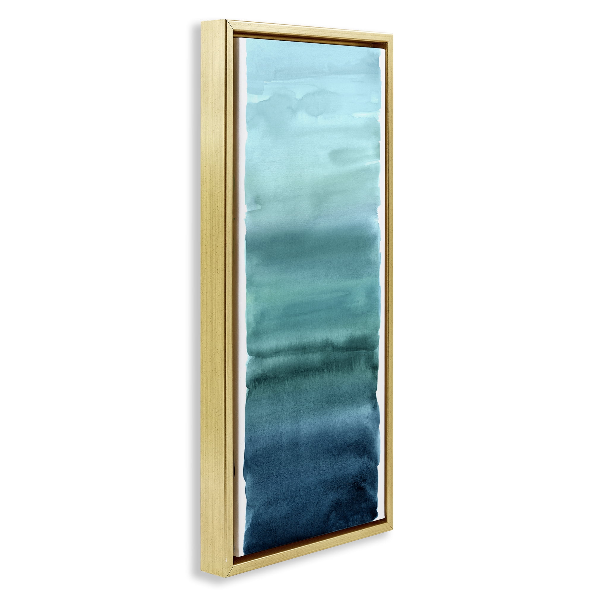 Stupell Industries Cerulean Blend Gradient Gold Framed Floater Canvas Wall Art, design by Allie Corbin