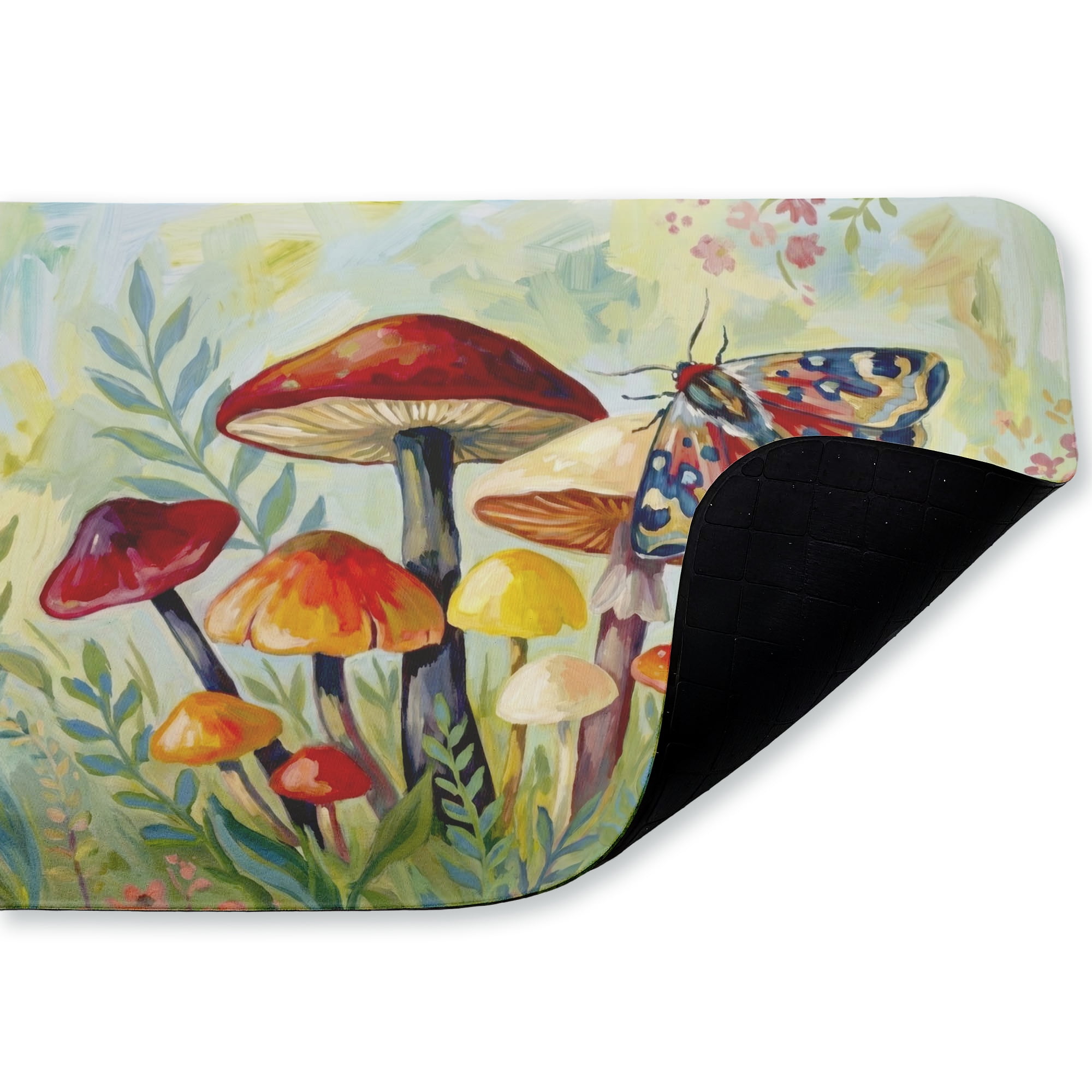 Stupell Industries Autumnal Mushrooms & Butterfly Printed Anti-Fatigue Floor Mat, design by Imagine It Images