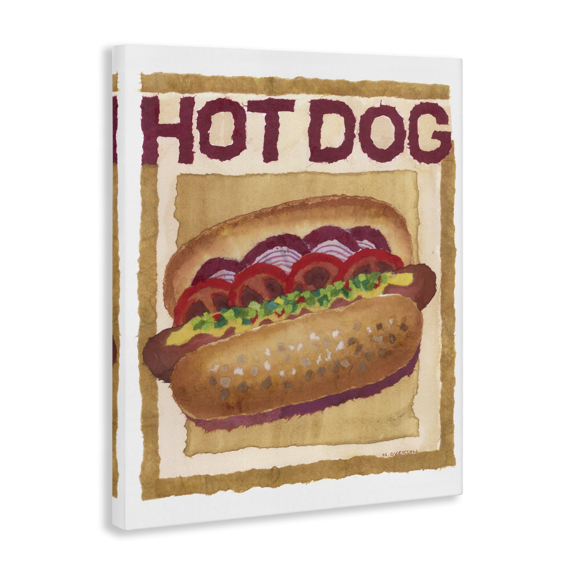 Stupell Industries Traditional Hot Dog Food & Beverage Painting Gallery Wrapped Canvas Art Print Wall Art, 24 x 30