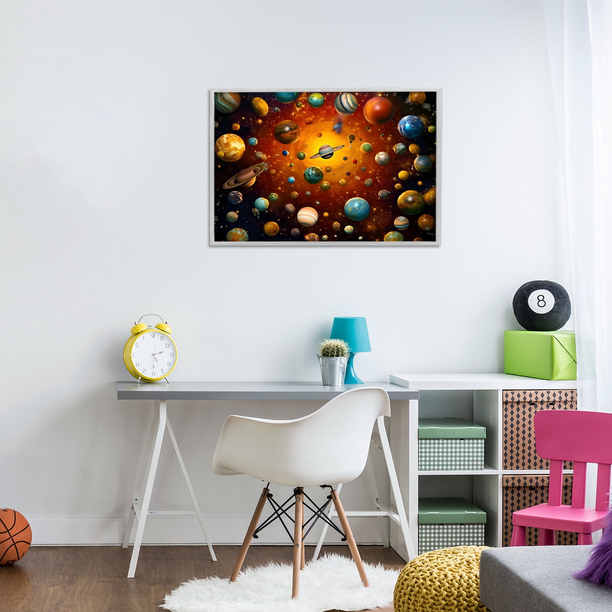 Stupell Industries Cosmic Marbles Galaxy Gray Framed Giclee Art, design by Ray Powers