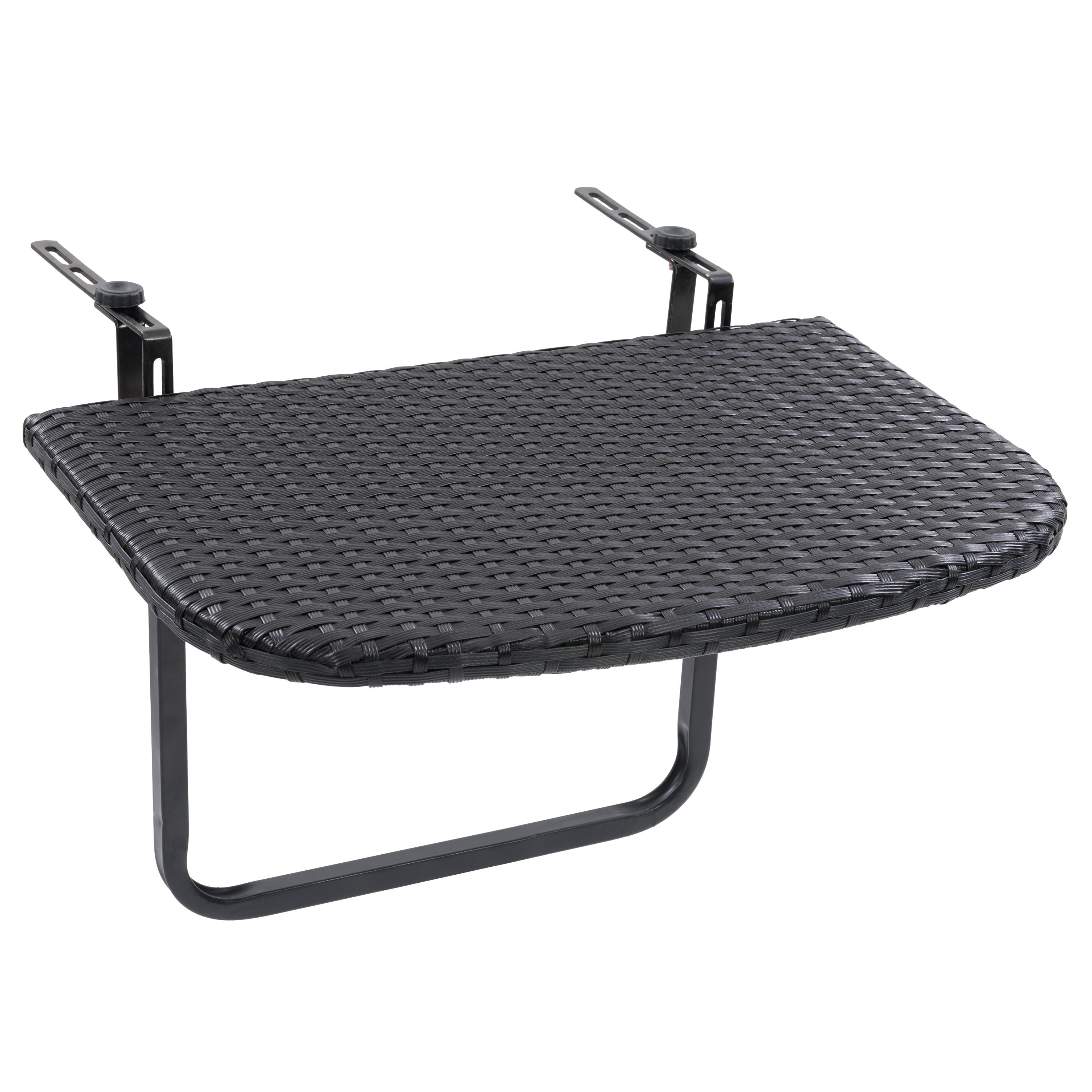 CorLiving Parksville Resin Wicker and Steel Outdoor Foldable Balcony Table, Black