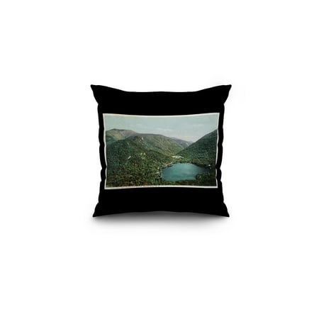 Echo Bedding Pillows White Mts., New Hampshire - Aerial View of Echo Lake and Franconia Notch (16x16 Spun Polyester Pillow, Black Border) ()
