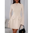 thumbnail image 2 of Vestido PRETTYGARDEN Otoño 2025 Mini Beige con Mangas Acampanadas - Talle S, 2 of 8