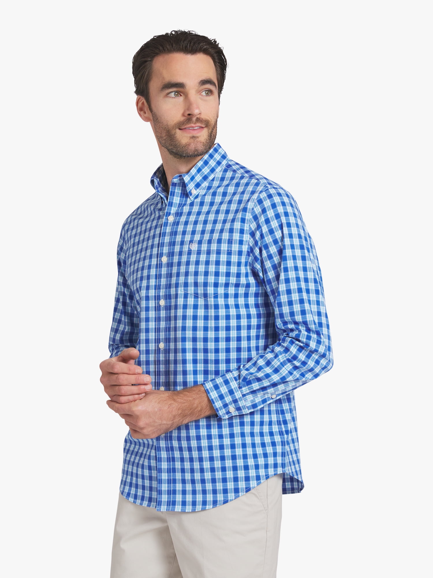 Chaps Men's & Big Men's Long Sleeve Easy Care Stretch Poplin Shirt, Sizes S-3XL