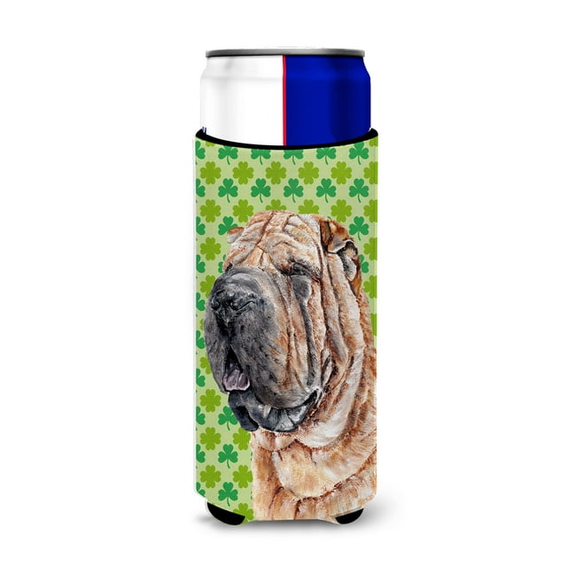 Shar Pei Lucky Shamrock St. Patrick'S Day Ultra Aisladores De Bebidas Para Latas Delgadas Sc9719Muk