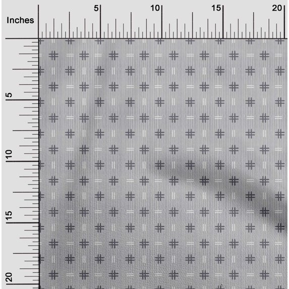 oneOone Silk Tabby Fabric Geometric Hash & Stripe Block Print Fabric By Yard 42 Inch Wide
