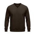 thumbnail image 5 of Zylanna Men's Big & Tall Long Sleeve Sweatshirt, V-Neck Loose Fit Solid Color Fall and Winter Casual Pullover Tops for Daily Wear Brown, 5 of 9