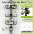 thumbnail image 5 of Corner Shower Caddy Tension Pole, Rustproof Stainless Steel Tension Rod Corner Shower Caddy for Shower Organizer,Adjustable Floor to Ceiling Stand Shower Shelves for Bathroom Bathtub, 5 of 6