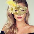 thumbnail image 5 of Unique Bargains 1 Pc Ostrich Feather Half Face Party Mask for Masquerade Party Gold Tone, 5 of 5