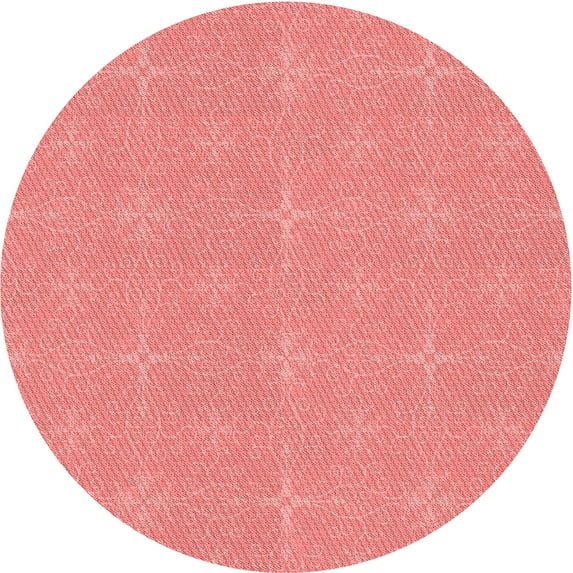 Ahgly Company Machine Washable Indoor Round Transitional Light Coral Pink Area Rugs, 6' Round