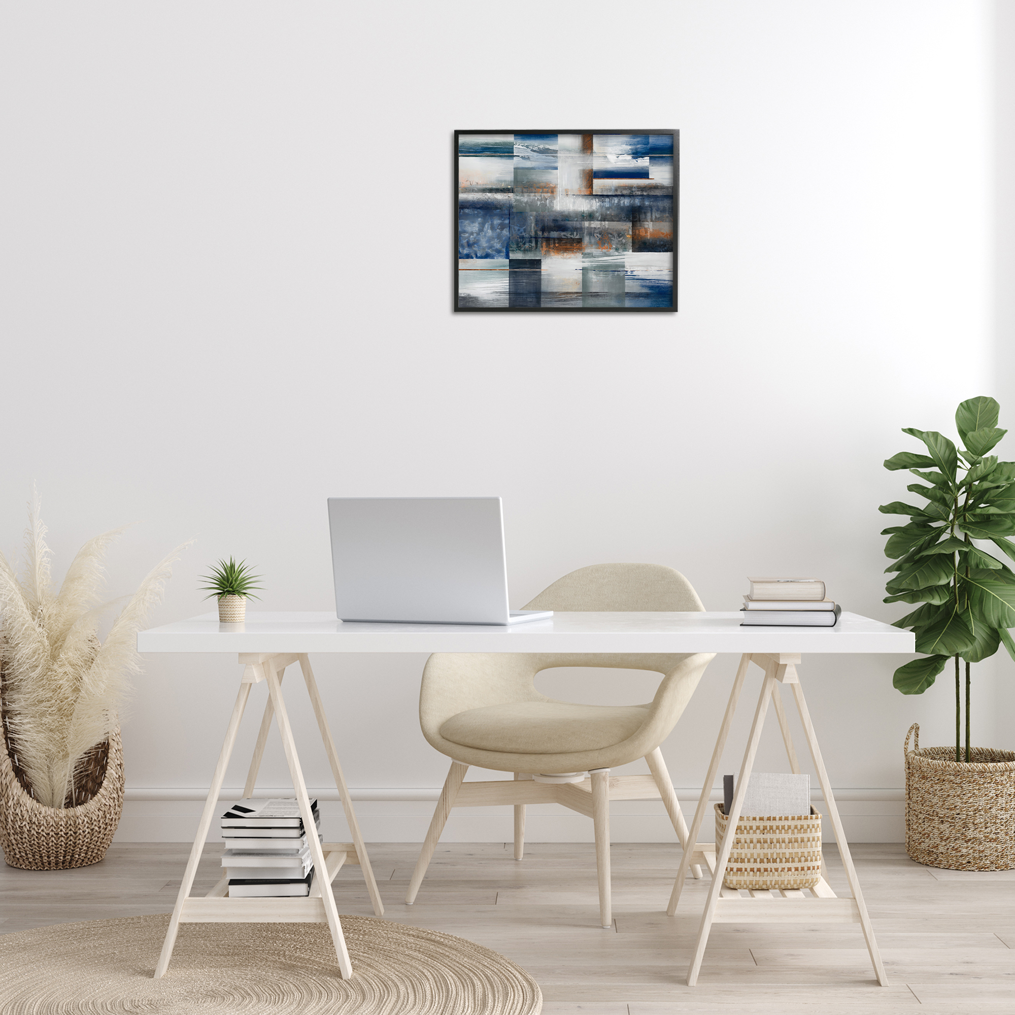 Stupell Industries Nautical & Nature Collage Abstract Painting Black Framed Art Print Wall Art, 20 x 16