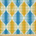thumbnail image 2 of Ambesonne Abstract Fabric by the Yard Microfiber, Grungy Ogee Retro Motifs, 3 Yards, Azure Blue and Orange, 2 of 2