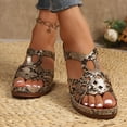 thumbnail image 2 of Bxsruta Women's Plus Size Slip-On Wedge Sandals with Snakeskin Design, Padded Comfort and Non-Slip Sole for Casual Beach Wear, 2 of 8