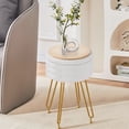 thumbnail image 2 of VECELO Velvet Storage Ottoman, Modern Upholstered Footstool, Tray Top, Vanity Makeup Chair, White, 2 of 9