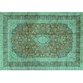 thumbnail image 1 of Ahgly Company Indoor Rectangle Medallion Turquoise Blue Traditional Area Rugs, 2' x 4', 1 of 4