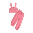thumbnail image 1 of xiaxaixu Enfants Bébé Fille Ensemble Sans Manches Volant Bouton Recadrée Veste Survêtements, 1 of 9
