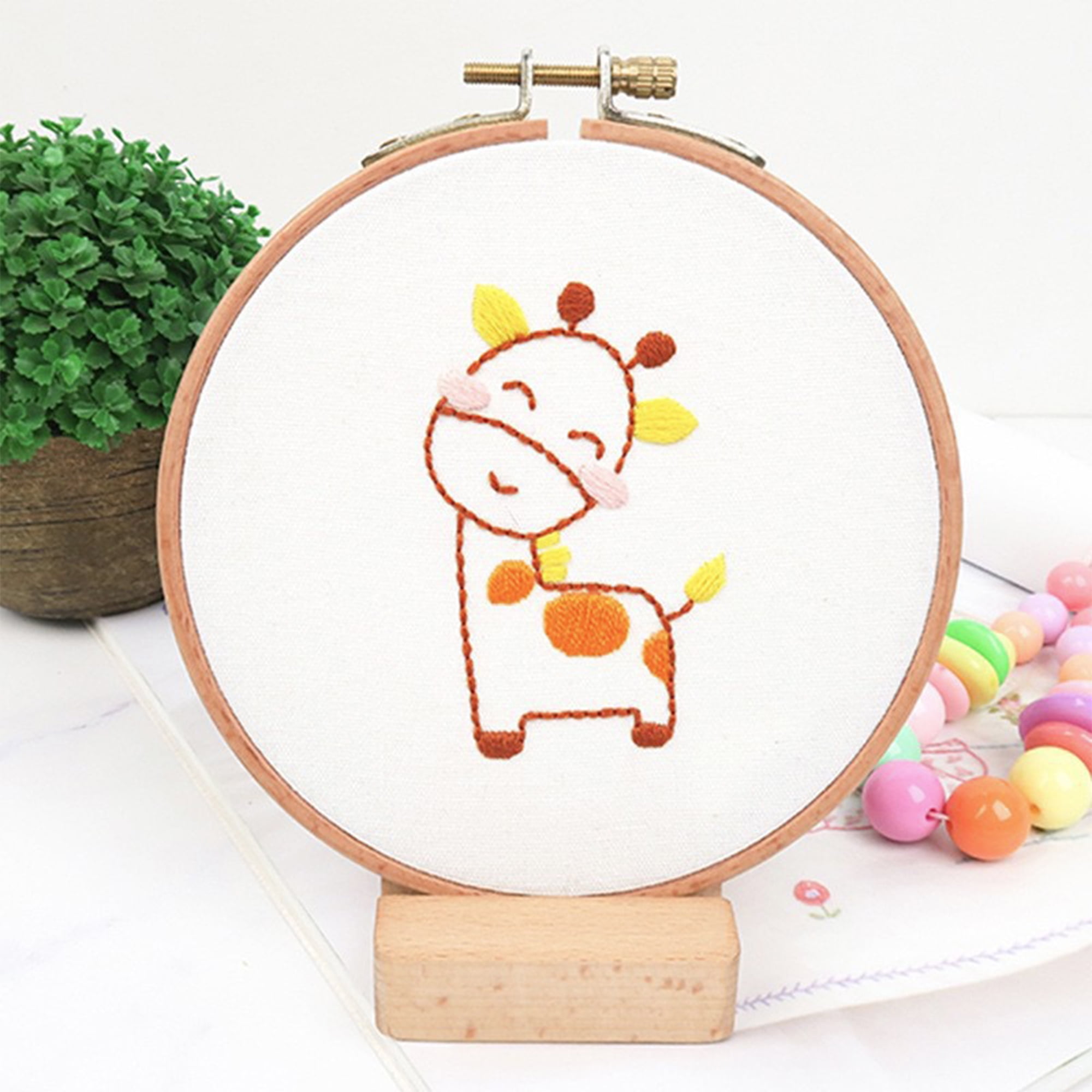 6Pcs  Embroidery Kit for Kids Fun Pre-Stamped Designs DIY Hand Embroidery Set Needlepoint Kits for Beginners Cross Stitch Craft Sewing