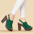 thumbnail image 2 of Sandalias Allegra K punta Abierta Talón Abierto plataforma Tacón Grueso para Mujer Verde 37, 2 of 5