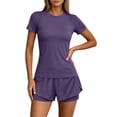 thumbnail image 5 of Two Piece Sets for Womens Summer Solid Color Thin Yoga Sports Outdoor Running Training Quick Drying Fitness Set Athletic Gym Yoga Outfits Summer Casual Outfits, 5 of 6