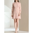 thumbnail image 6 of INSPIRE CHIC Women's Floral Tie Waist Long Sleeve Ruffle Chiffon Dress XL Light Pink, 6 of 8