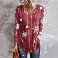 thumbnail image 1 of Pntutb - Camiseta de manga larga con cuello en V para mujer, informal, con estampado de copos de nieve de Navidad Pntutb Pntutb-7259, 1 of 4