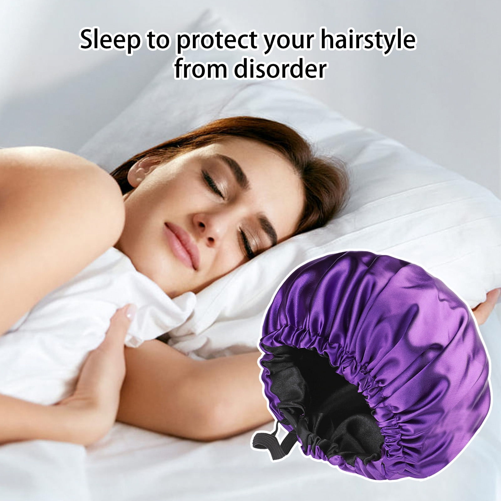 Weloille Reversible Silk Satin Cap For Sleeping, Adaptable Button Silk Satin Hair Cap, Fashionable Double Layer Hair Cap