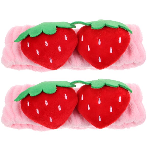 TELOLY 2026 New 2Pcs Strawberry Headband Face Wash Headband Makeup Skincare Headbands for Women Girls for Skincare, Makeup, Facial Cleansing, Spa, Home