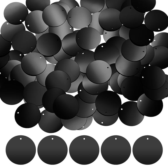 Uxcell 8-Pack 30 mm Flat Round Loose Sequins Paillettes for Crafts for DIY Projects/Sewing [Black]