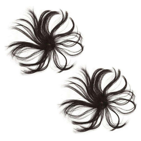 HEMOTON 2pcs Women Hair Toppers for Adding Volume Wiglets Extensions with Middle Part Fringe Synthetic Hairpiece for Thinning Hair