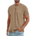 thumbnail image 3 of Men's T-Shirt Cotton Blend Summer Round Neck Short Sleeve Casual Top Comfort Stretch Breathable Fabric Casual Daily Gym Workout Streetwear Beach | Zenithor,Brown 3XL, 3 of 7