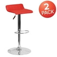 thumbnail image 3 of 2 Pack Red Vinyl Adjustable Height Barstool with Quilted Wave Seat and Chrome Base, 3 of 8