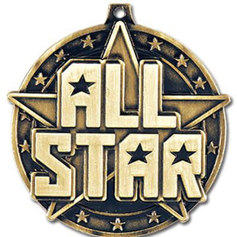 All Star Medals, 2" Gold Diecast All Star Medal Award 50 Pack