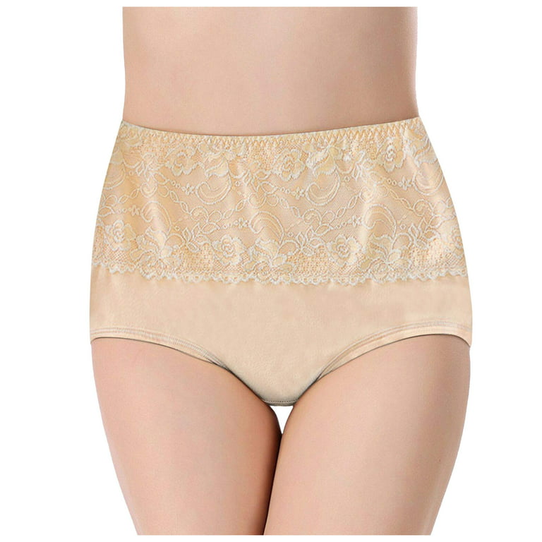 QWERTYU Women's Cotton Underwear High Waist Stretch Briefs Lace
