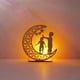 thumbnail image 1 of Luz de noche artesanal, luces LED de madera 3D hechas a mano con forma de luna y estrella, decoración de lámparas para Ramadán Mubarak, adornos para fiestas en el hogar, dormitorio, regalo de Eid, 1 of 4