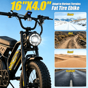 1000W Electric Bike for Age 13+, 48V 16Ah Removable Battery, 16x4 Fat Tire, 28MPH & 60 Miles Range, Full Suspension Mountain Bike for Teens UL2849