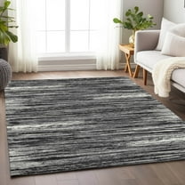 Addison Rugs Chantille Indoor/Outdoor Transitional Stripes Black Washable Rectangle Rug, 2'6" x 3'10"