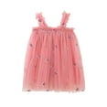 thumbnail image 2 of BRGZLK Toddler Summer Dresses Summer Novel Camisole Embroidered Sweet Netting Strap Floral Dress Sleeveless Round Neck Party Princess Dress Pink 4-5 Years, 2 of 5