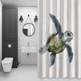 thumbnail image 4 of Blue Sea Turtle Bathroom Shower Curtain, Wood Grain Retro Farmhouse Waterproof Washable Soft Bath Curtain for Bathtub Decor with 12 Hooks&Grommet, 66x72 Inch, 4 of 9